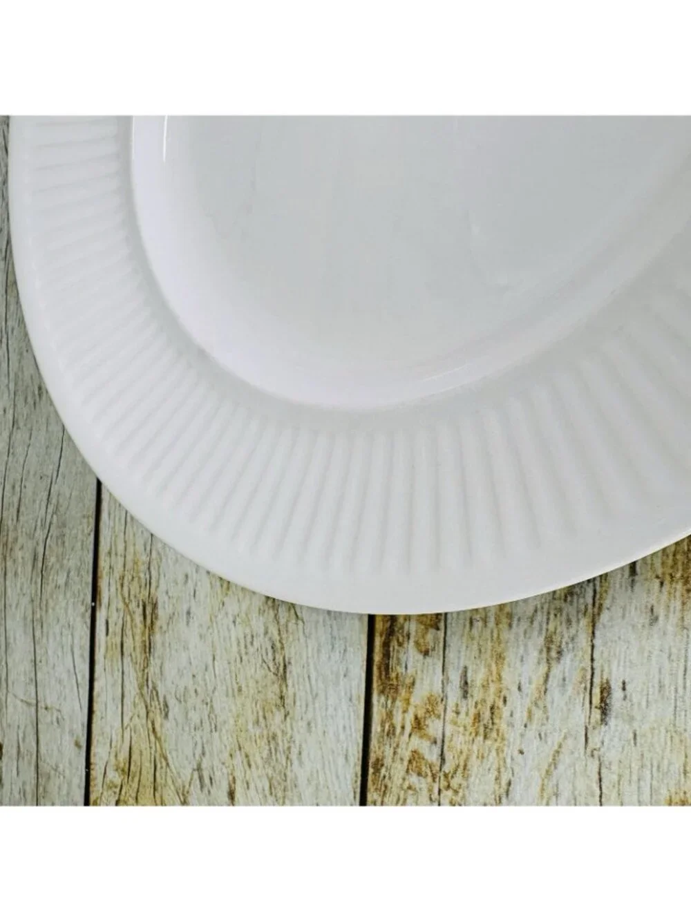 Johnson Brothers ATHENA White Ribbed Smooth England Ironstone Dinner Plate Set 4